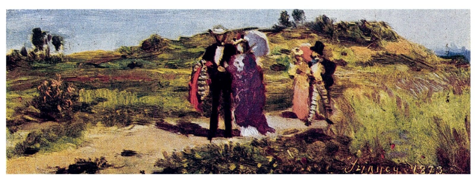 11. kép: Szinyei Merse Pál: Séta Tutzingban (Tutzingi séta), 1873, olaj, fa, 7,1 × 19 cm, lappang, © Szépművészeti Múzeum 2021